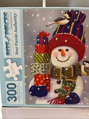 BITS AND PIECES Snowman Puzzle – Red, Blue & Green Winter Scene (300 Pieces)